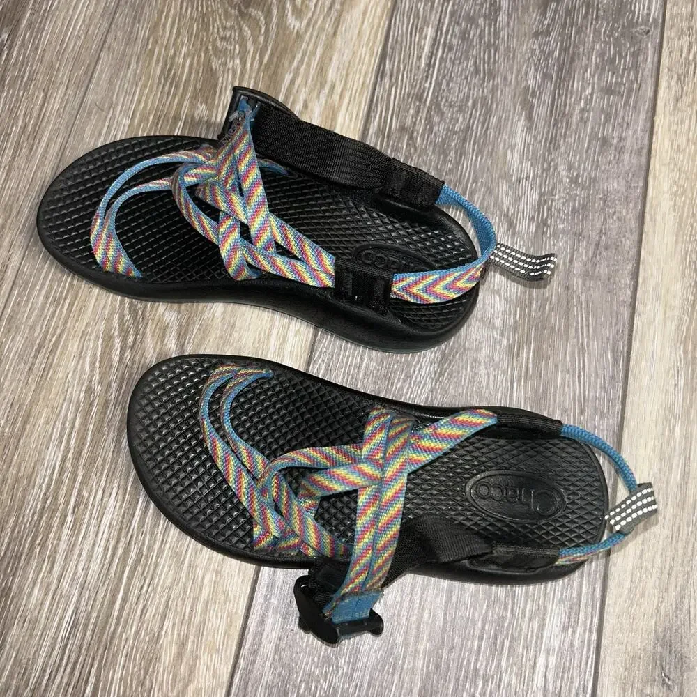 Chaco Multicolor Blue Aztec Strap Hiking Outdoor Sandals Youth US Size 13